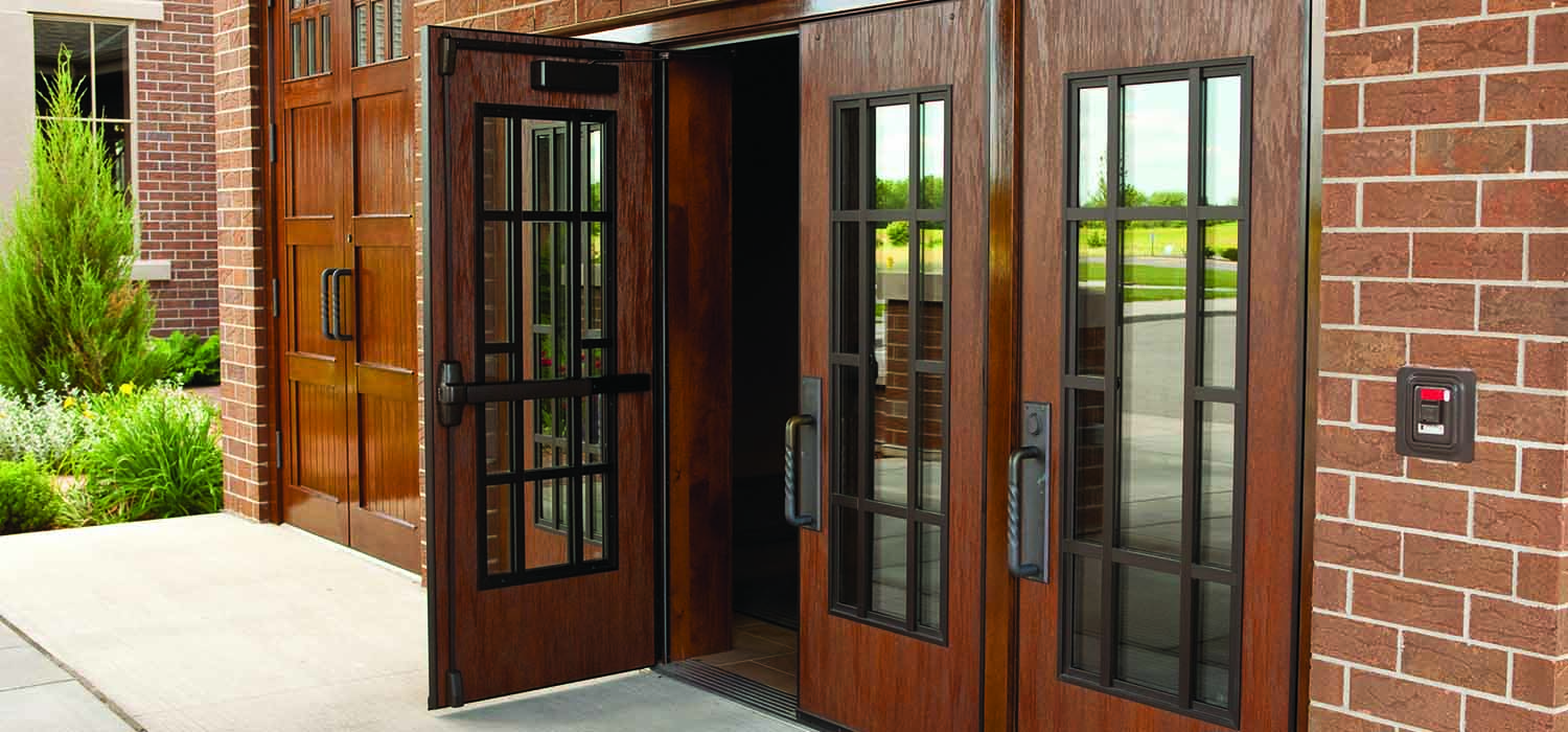Hollow metal door with Wood design for exterior doors