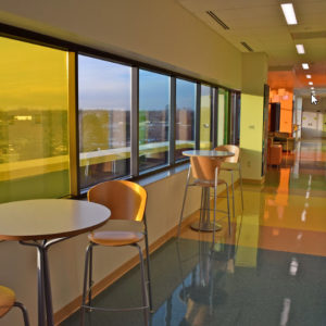Detroit Children's Hospital Hallway Colored Windows