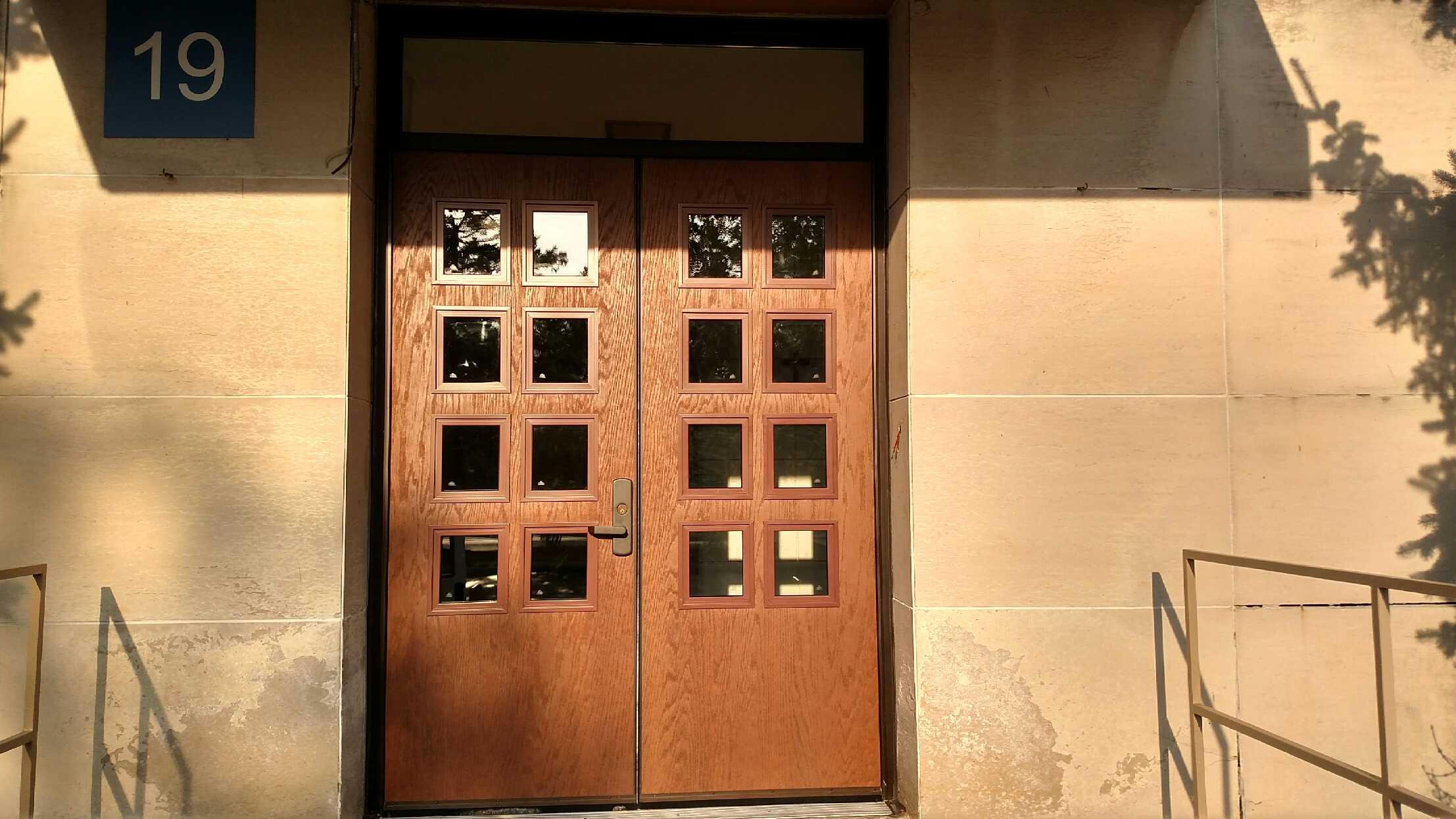 Wood Doors with small square windows