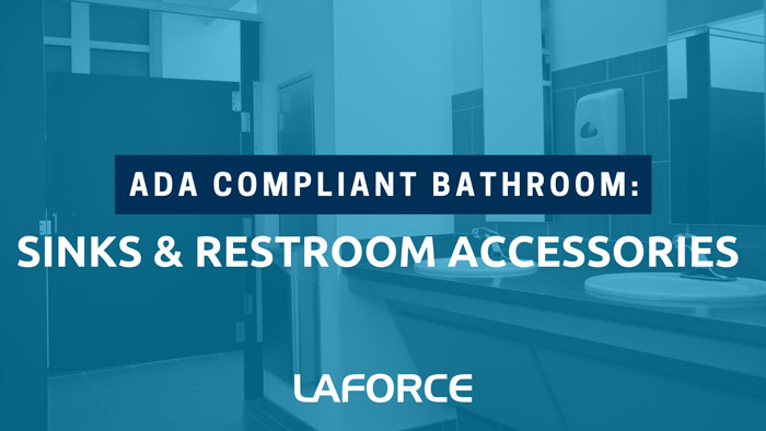 Regulations for ADA compliant bathroom, including ADA bathroom layout, ADA sink, and building specialties
